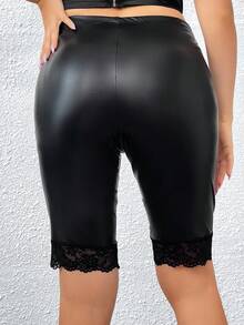 Celure Hơn Ren tương phản Bằng sáng chế Quần short đi xe - màu đen - Xem 3