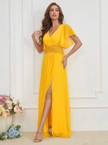 UNITHORSE Sexy Backless Sequin Bodycon Dress, Bridesmaid Dress, Birthday Women Outfits, Graduation Dress, Formal Dress - Yellow - View 4