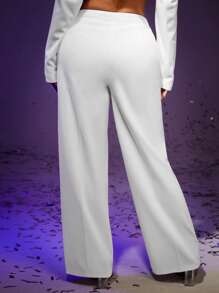 SHEIN SXY Solid Wide Leg Pants - White - View 2