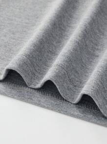 ROMWE MEN Street Life 男士籃球和字母圖案T恤 - 淺灰色 - 查看 3