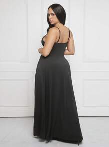 SHEIN SXY Hơn Tách đùi Váy Dây - màu nâu - Xem 2