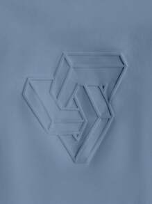 Manfinity VCAY 男士大码字母圖案T恤 - 霧霾藍 - 查看 3