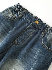 Tween Boy Ripped Washed Jeans - Dark Wash - View 6