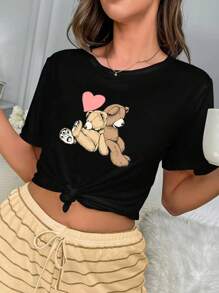 Top para dormir con estampado de dibujos animados - Negro - Ver 3