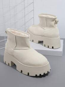 SHUZIA Faux Leather Lug Sole Ankle Booties