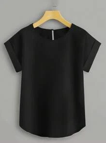 SHEIN LUNE Plus Solid Batwing Sleeve Blouse