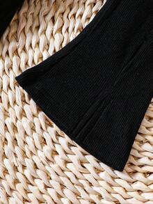 Baby Girl 2pcs Split Hem Flare Leg Pants - Multicolor - View 6