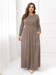 DEARCASE Plus Solid Hidden Pocket A-line Dress