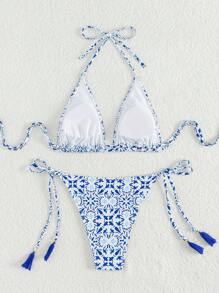 Bộ bikini tam giác dây in Allover - Nhiều màu - Xem 2