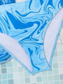 SHEIN Sparklyn Bộ bikini quấn toàn thân dành cho nữ tuổi teen với váy đi biển Bãi biển mùa hè - Màu xanh lam - Xem 4