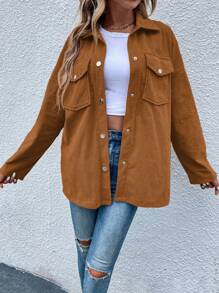 Calvaya 秋冬翻盖口袋落肩大衣