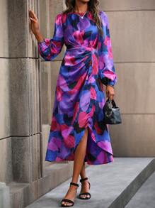 SHEIN Clasi In Toàn bộ Tay áo lồng đèn Xù Đầm - Nhiều màu - Xem 6