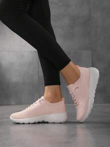 女性時尚簡約舒適透氣全季運動鞋 - 粉色 - 查看 3