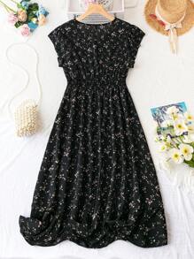 Breezaya 加大碎花印花 A 字裙 长款女装