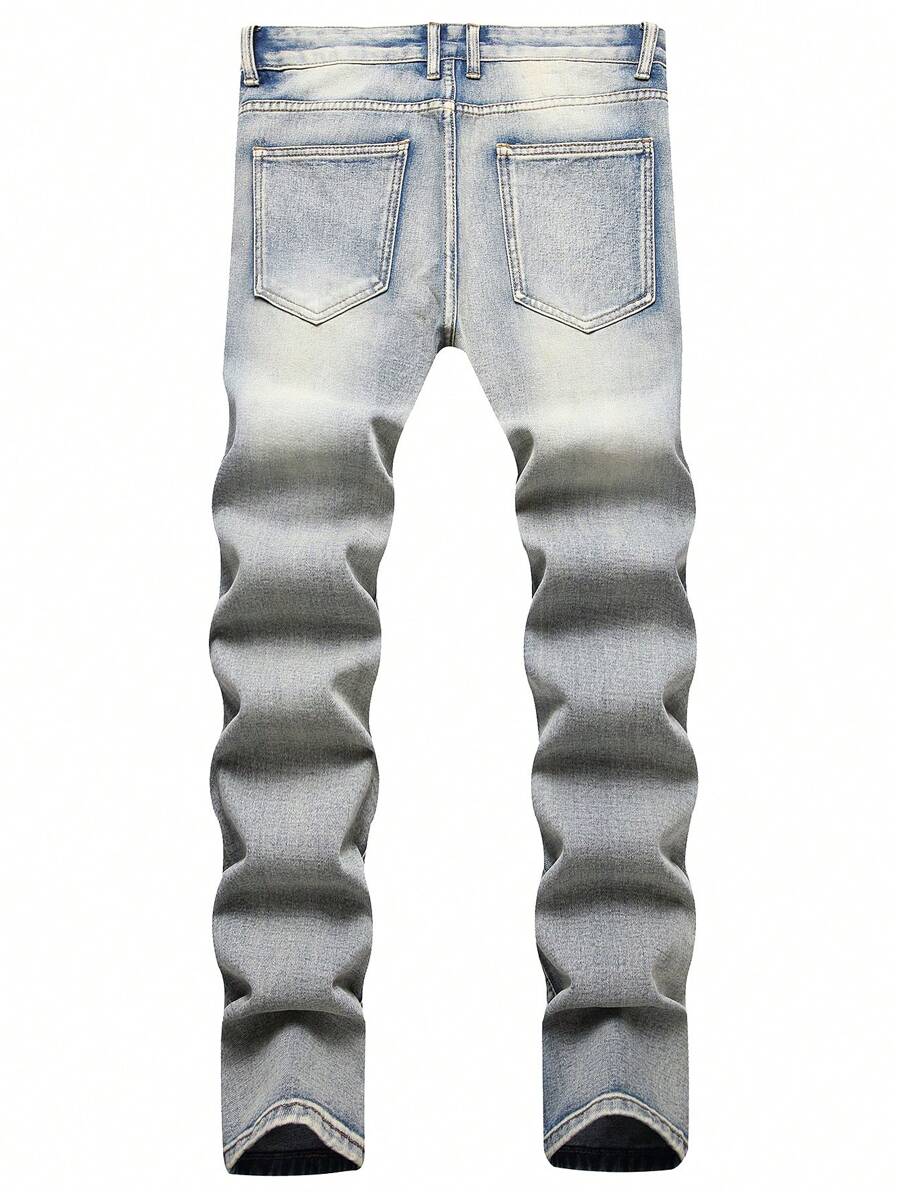 Men Ripped Frayed Bleach Wash Jeans SHEIN USA