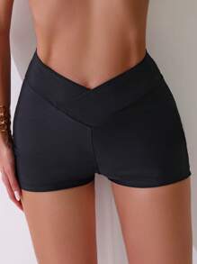 SHEIN Swim Summer Beach Solid Bikini Bottom - Black - View 7