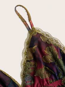 ROMWE PUNK 休閒露背 蕾絲拼接 荷葉邊 前綁帶蝴蝶結漸層 蝴蝶型女士背心 - 彩色 - 查看 4