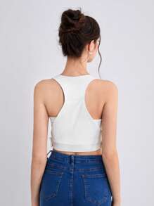 SHEINNeu Solid Racerback Crop Tank Top