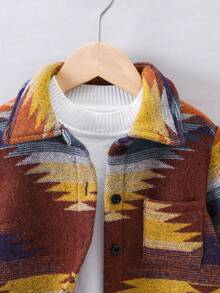 SHEIN Young Boy Geo Print Pocket Patched Overcoat Without Tee - Multicolor - View 3