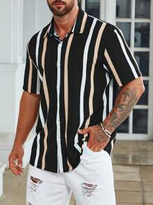 Manfinity Homme Men Plus Striped Print Shirt - Multicolor - View 5