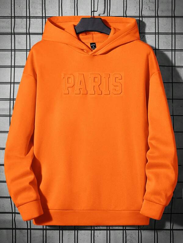 Manfinity RebelGame Loose Men's Letter Embossed Drop Shoulder Hoodie