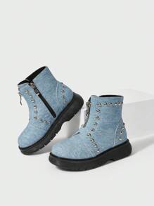 de moda para niños Shorts mezclilla Botas con de metal Decoración