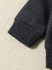 Baby Jungen Buchstaben Grafik, Sweatshirt mit & Tunnelzug, Jogginghose mit - Schwarz - Übersicht 4