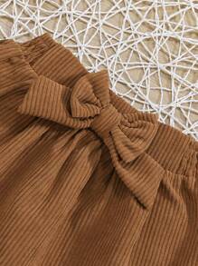 SHEIN 女嬰前蝴蝶結燈芯絨半身裙