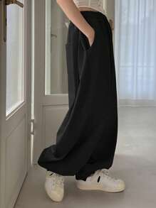 DAZY Drawstring Waist Slant Pocket Sweatpants Women Joggers - Black - View 4