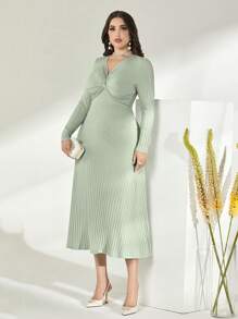 Modelyn Cotton Twist Front Ribbed Knit Dress