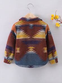 SHEIN Young Boy Geo Print Pocket Patched Overcoat Without Tee - Multicolor - View 2