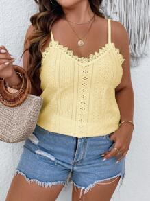 Breezaya Plus Eyelet Embroidery Cami Top - Champagne - View 4