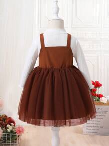 女嬰千鳥格印花吊帶洋裝&T恤&帽 - 彩色 - 查看 2