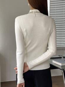 DAZY Mock Neck Seam Detail Sweater