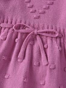 女嬰荷葉邊腰部抽繩毛衣洋裝附髮帶