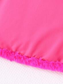 SHEIN 女大童西裝領西裝外套&毛邊下擺背心洋裝 - 玫紅色 - 查看 4