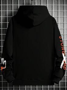 Manfinity EMRG Áo nỉ Nam Dây kéo Túi Slogan Đường phố - màu đen - Xem 2