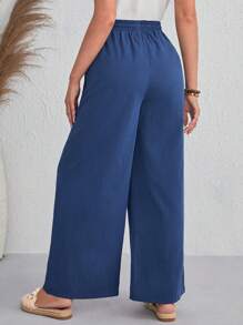 EMERY ROSE 腰部抽繩直筒褲 - 霧霾藍 - 查看 2