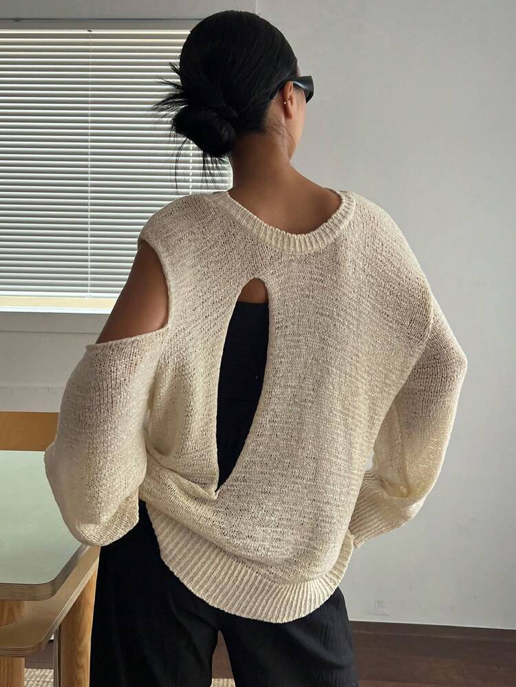 Cut Out Drop Shoulder Sweater Fall