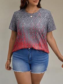 EMERY ROSE Plus Allover Print Tee - Multicolor - View 1