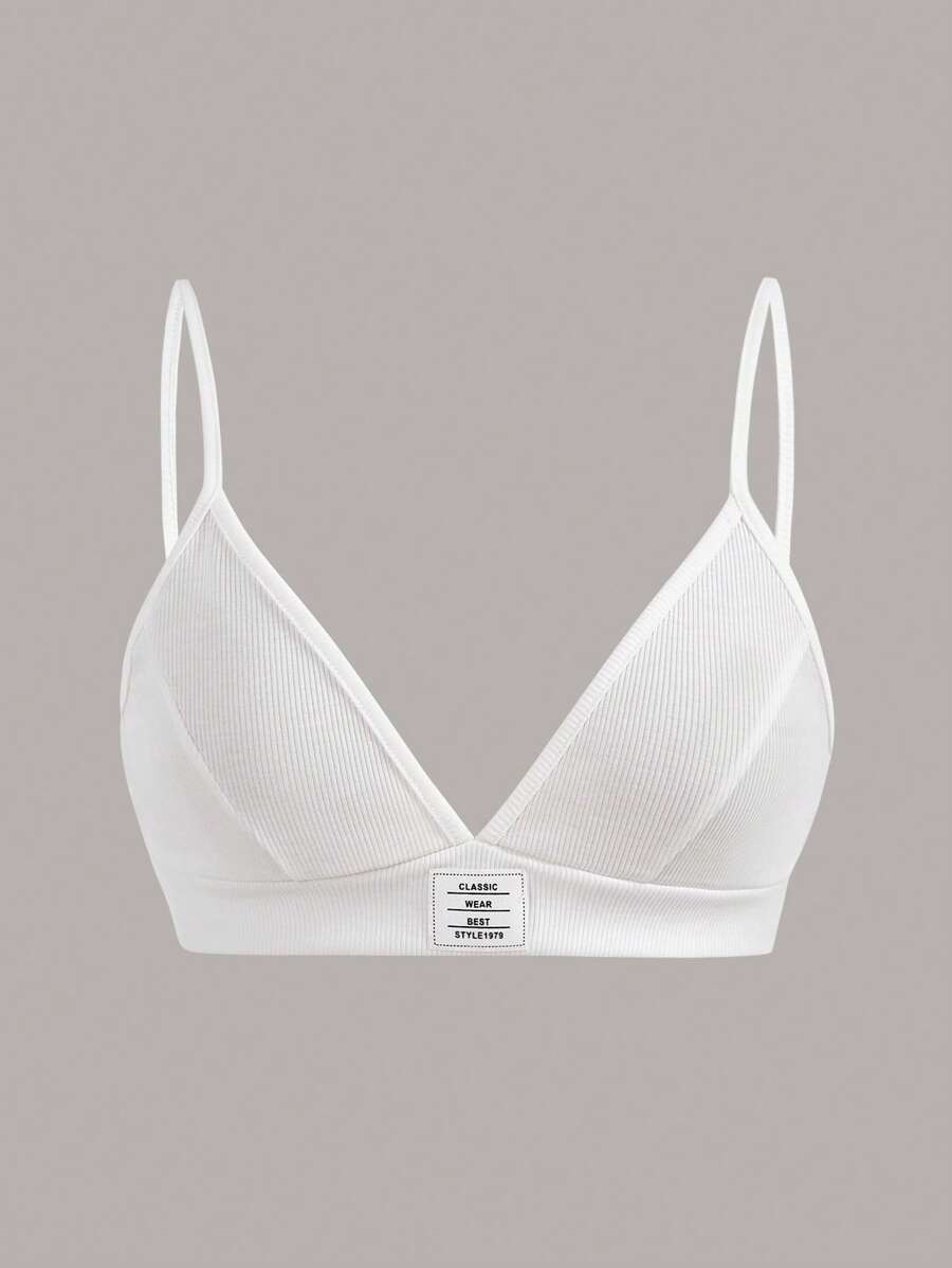 SHEIN EZwear 夏季字母拼接针织吊带背心 - 白色 - 查看 1