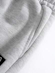 RueChic Men Letter Patched Drawstring Waist Sweatpants - Light Grey - View 5