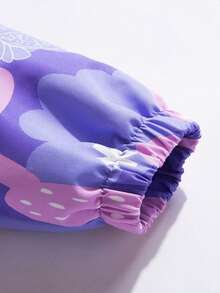 女小童卡通圖案拉鏈開襟連帽防水夾克 - 粉色 - 查看 4