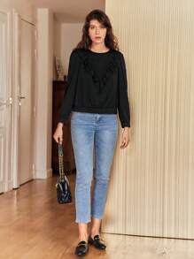 SHEIN Frenchy Blouse Unicolore À Volants