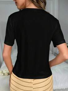 Top para dormir con estampado de dibujos animados - Negro - Ver 2