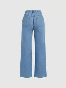 Tienermeisje Schuine zak Ruches Jeans