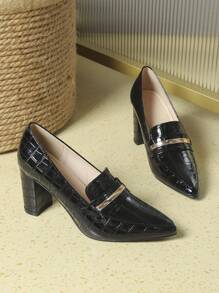 Fall/Winter 2025 Women's Fashionable Crocodile Pattern High Heel Pumps For Casual And Elegant Occasions,Elegant,Loafers