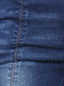 SHEIN Privé Split Hem Flare Leg Jeans - Dark Wash - View 5