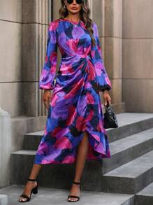 SHEIN Clasi In Toàn bộ Tay áo lồng đèn Xù Đầm - Nhiều màu - Xem 5