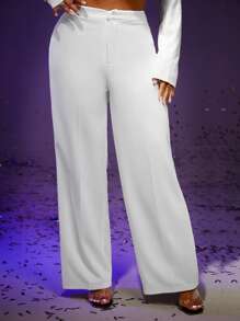 SHEIN SXY Solid Wide Leg Pants - White - View 1
